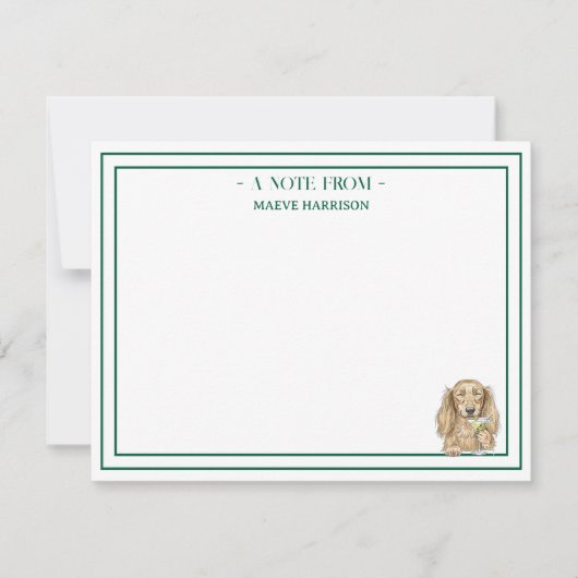 Custom Name Hand Drawn Dachshund Martini Flat Notitiekaartje (Voorkant)