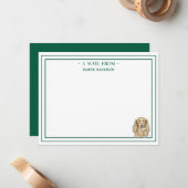 Custom Name Hand Drawn Dachshund Martini Flat Notitiekaartje (Voorkant / Achterkant in situ)