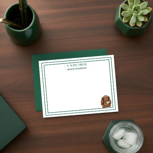 Custom Name Hand Drawn Dachshund Martini Flat Notitiekaartje