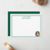 Custom Name Hand Drawn Dachshund Martini Flat Notitiekaartje (Voorkant / Achterkant in situ)