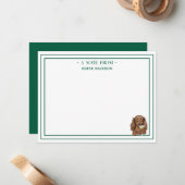 Custom Name Hand Drawn Dachshund Martini Flat Notitiekaartje (Voorkant / Achterkant in situ)