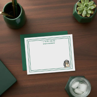 Custom Name Hand Drawn Dachshund Reading Notitiekaartje