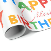 Custom Name Happy Birthday  Cadeaupapier (Rol Hoek)