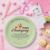 Custom Name | Happy Thanksgiving with Bible Verse  Papieren Bordje (Feest)