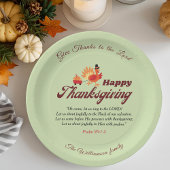 Custom Name | Happy Thanksgiving with Bible Verse  Papieren Bordje