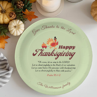 Custom Name | Happy Thanksgiving with Bible Verse  Papieren Bordje