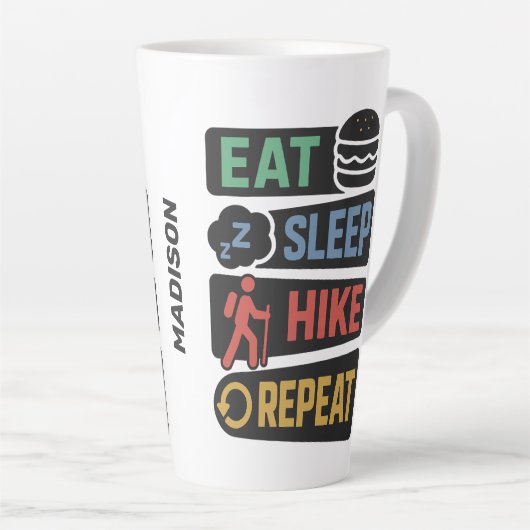 Custom Name Hiking Latte Mok (Rechterhoek)