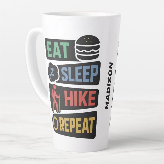 Custom Name Hiking Latte Mok (Linkerhoek)