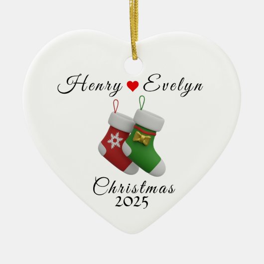 Custom Name Holiday Gift for Couples |  Keramisch Ornament (Voorkant)