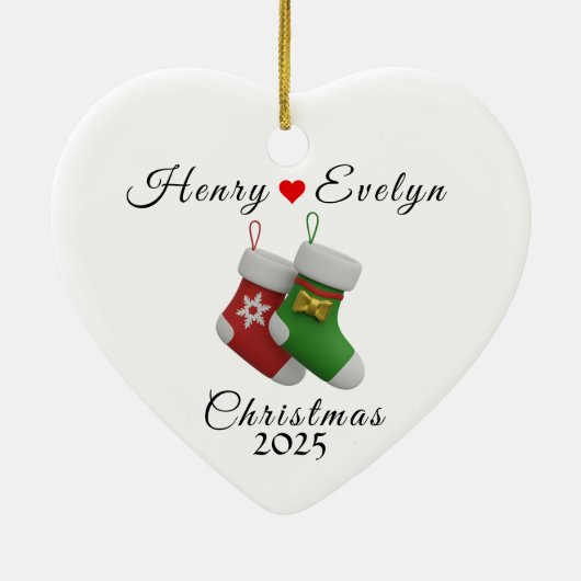 Custom Name Holiday Gift for Couples |  Keramisch Ornament (Achterkant)