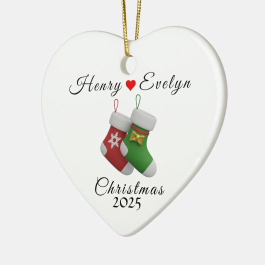 Custom Name Holiday Gift for Couples |  Keramisch Ornament (Links)