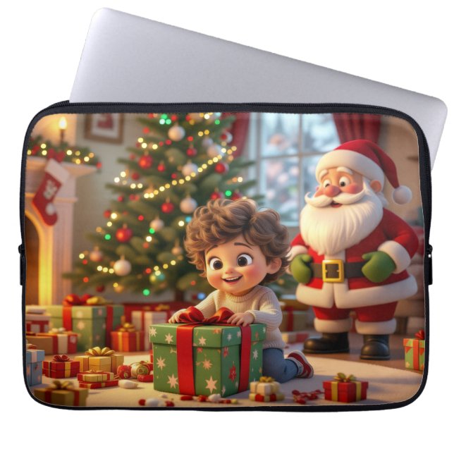 Custom Name Holiday KeepsakeElectronics Bag Laptop Sleeve (Voorkant)