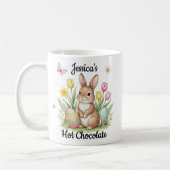 Custom Name Hot Chocolate Preppy Easter Bunny Koffiemok (Links)