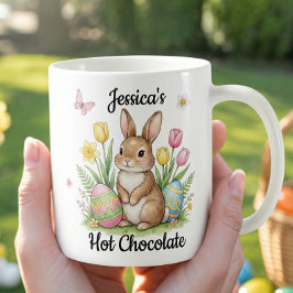 Custom Name Hot Chocolate Preppy Easter Bunny Koffiemok