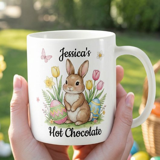 Custom Name Hot Chocolate Preppy Easter Bunny Koffiemok