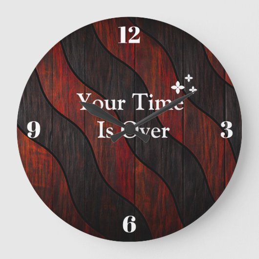 Custom Name in Wood Texture Wall Clock Grote Klok (Voorkant)