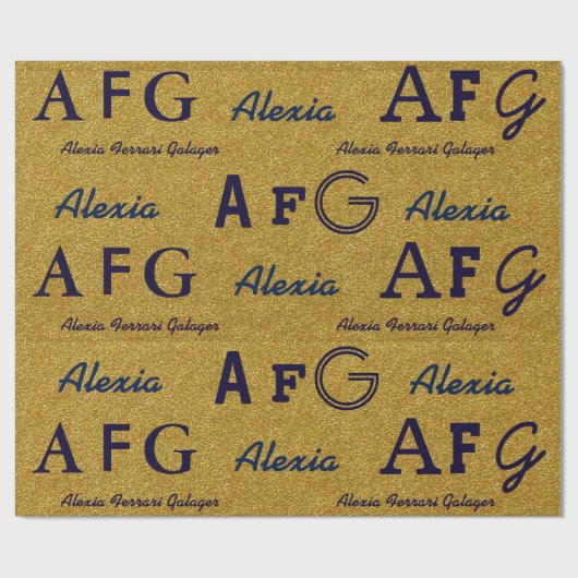 custom name & initials wrapping paper - gold cadeaupapier (Vlak)