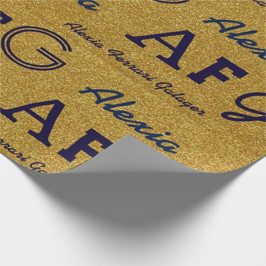 custom name & initials wrapping paper - gold cadeaupapier (Hoek)
