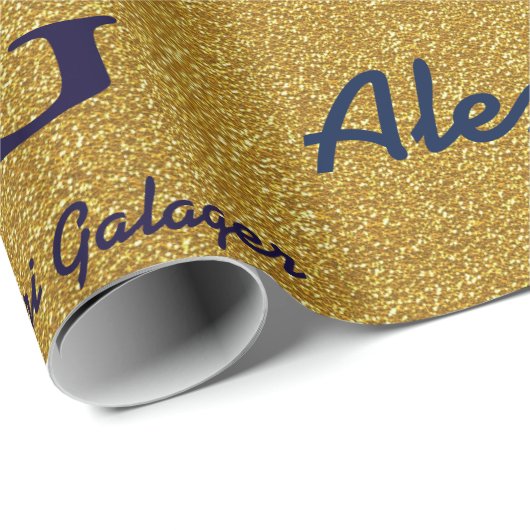 custom name & initials wrapping paper - gold cadeaupapier (Rol Hoek)