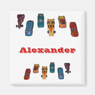 CUSTOM NAME - Jongens Race Cars Magnet