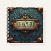 Custom Name Journal in Verdigris & Goud Notitieboek (Voorkant)