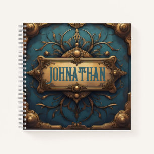 Custom Name Journal in Verdigris & Goud Notitieboek