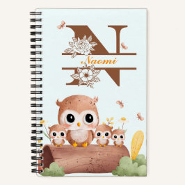 Custom Name Journal voor Owl Lovers Notitieboek