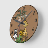 Custom Name Jungle Safari Round Clock Ronde Klok (Hoek)