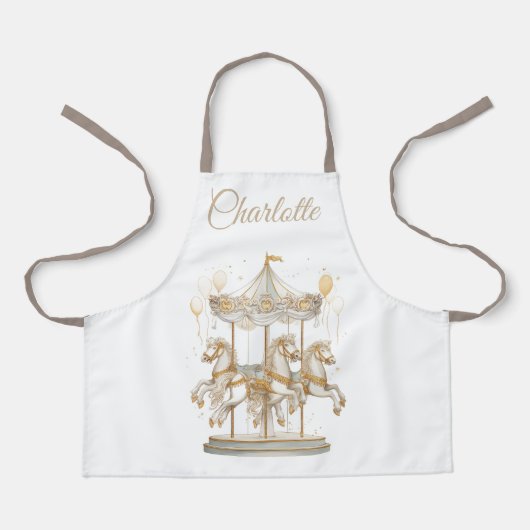 Custom Name Kids Apron | Carousel Magic Schort (Voorkant)