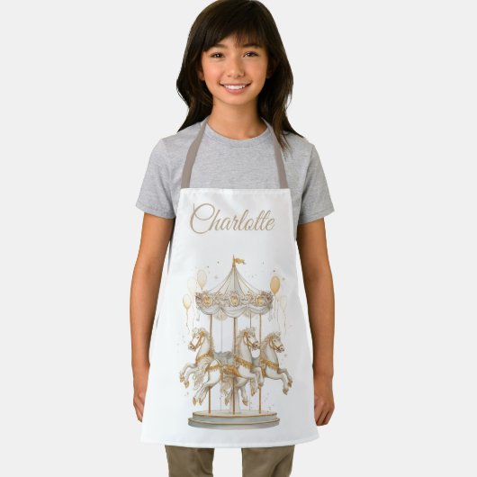 Custom Name Kids Apron | Carousel Magic Schort (Insitu)