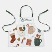 Custom Name Kids Apron Gingerbread & Holiday Cheer Schort (Voorkant)