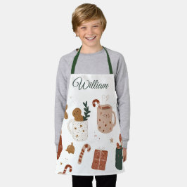 Custom Name Kids Apron Gingerbread & Holiday Cheer Schort