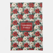 Custom Name Kitchen Towel Chic Christmas Wreath Theedoek (Verticaal)