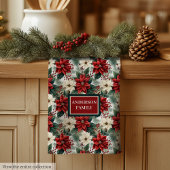 Custom Name Kitchen Towel Chic Christmas Wreath Theedoek
