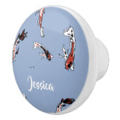 Custom name koi fish blue keramische knop (Rechts)