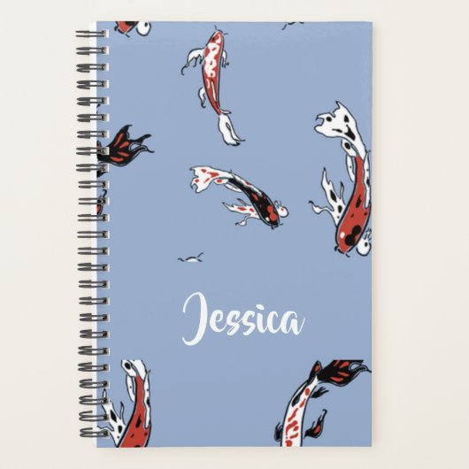 Custom name koi fish blue planner (Voorkant)