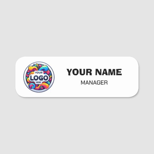 Custom Name Label met Logo | Professioneel bedrijf Naamplaatje (Voorkant)