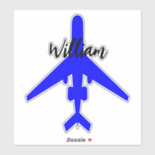 (Custom Name Label) Vliegtuigreiskoffer Sticker (Vel)