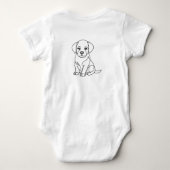 Custom Name Labrador Puppy Minimalist Line Art Bab Romper (Achterkant)