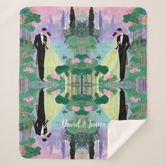 💕 Custom Name Lake Kiss Sherpa Blanket – Cuddle Sherpa Deken (Voorkant)