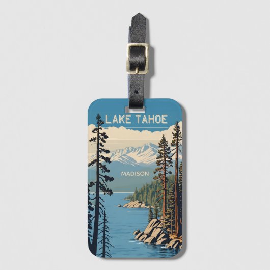 Custom Name Lake Tahoe Bagagelabel (Voorkant (verticaal))