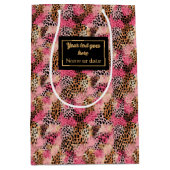 Custom name leopard skin watercolor gift pack medium cadeauzakje (Voorkant)