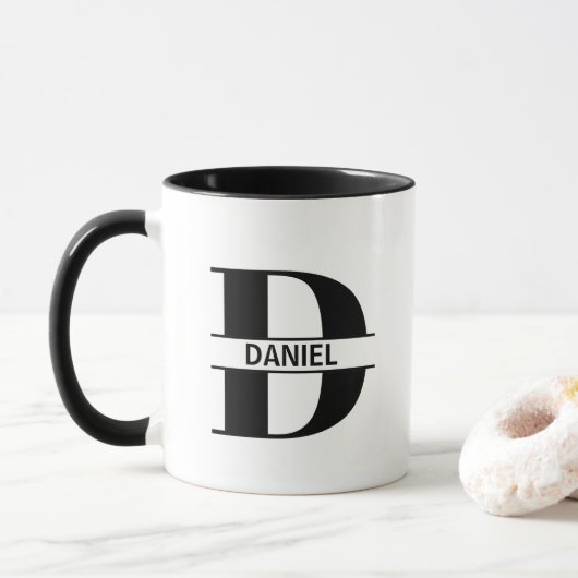Custom Name Letter 'D' Mug Mok (Met donut)