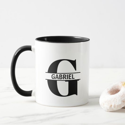 Custom Name Letter 'G' Mug Mok (Met donut)