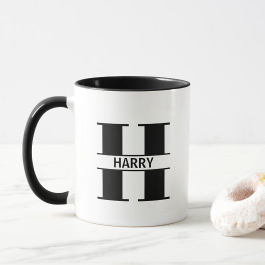 Custom Name Letter 'H' Mug Mok (Met donut)