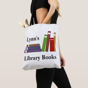 Custom Name Library Books Canvas tas