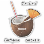 Custom Name & Location Coco Loco Sticker (Voorkant)
