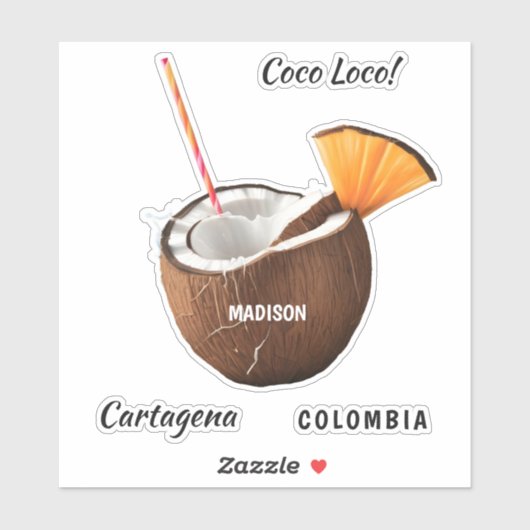 Custom Name & Location Coco Loco Sticker (Vel)