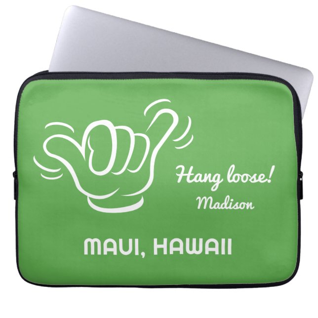 Custom Name, Location & Color Shaka Laptop Sleeve (Voorkant)