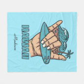 Custom Name & Location Surf Shaka Fleece Deken (Voorkant (Horizontaal))